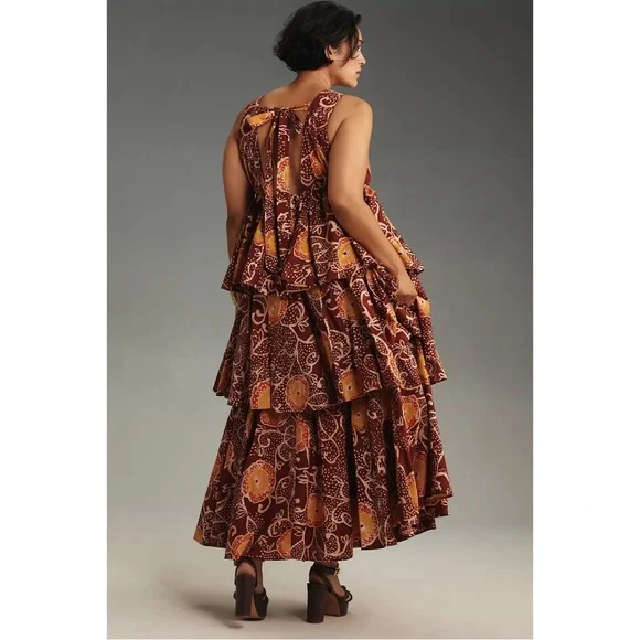 Anthropologie Atsu V-Neck Floral Tiered Maxi Dress NWT SZ 1X - Picture 3 of 16